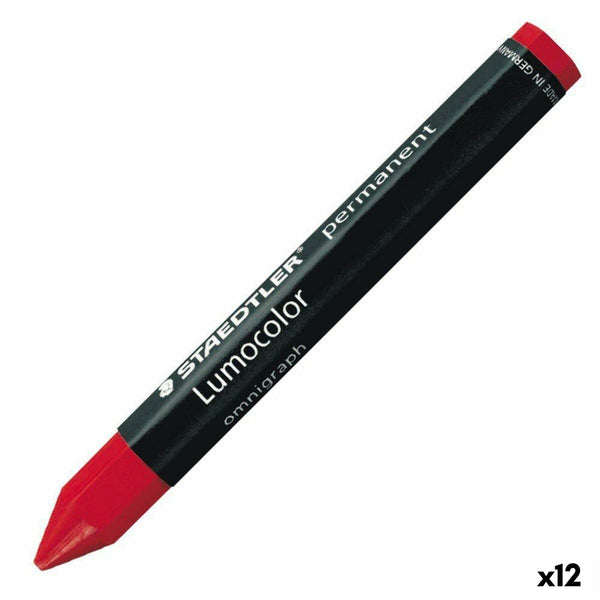 Tjocka färgpennor Staedtler Lumocolor Permanent Röd (12 antal)-Kontor och Kontorsmaterial, Kulspetspennor, pennor och skrivverktyg-Staedtler-peaceofhome.se