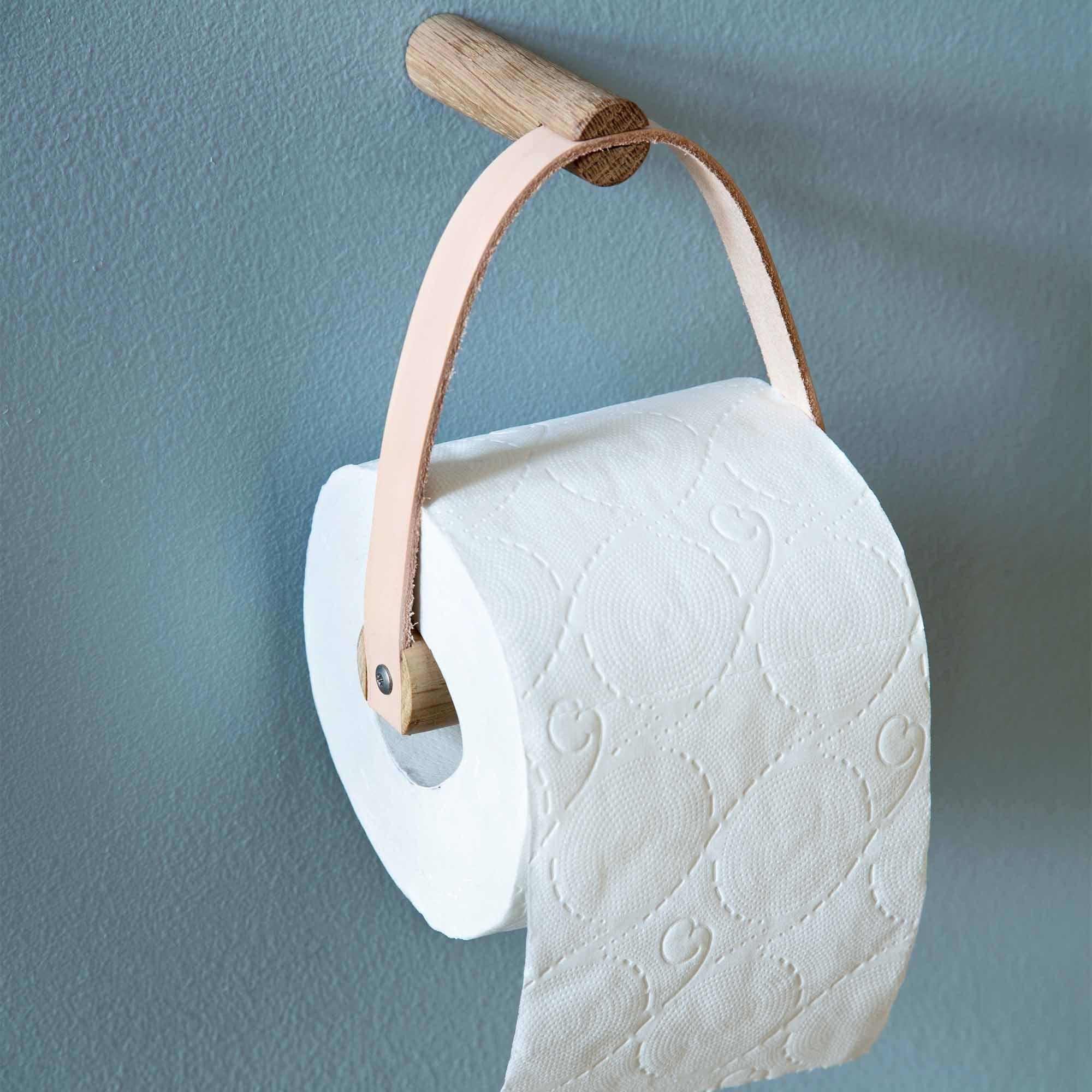 Toilet Paper Holder Toalettpappershållare - Rökt Ek/Läder-Toalettpappershållare-Ekta Living-peaceofhome.se