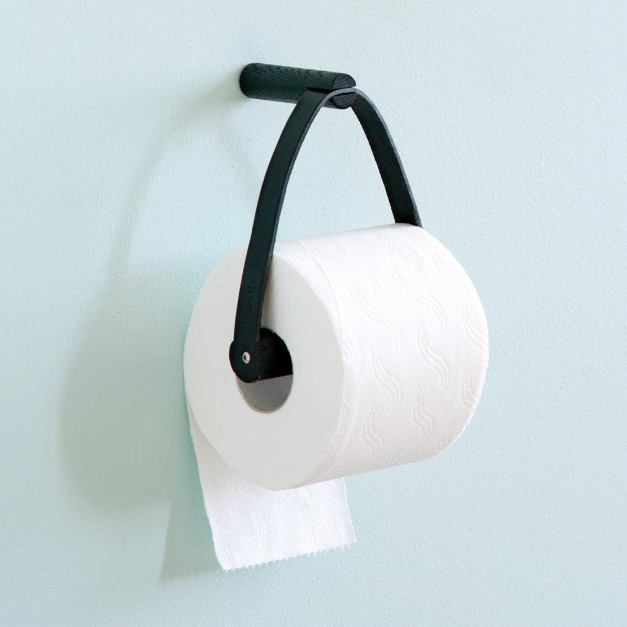 Toilet Paper Holder Toalettpappershållare - Svart Ek/Läder-Toalettpappershållare-Ekta Living-peaceofhome.se