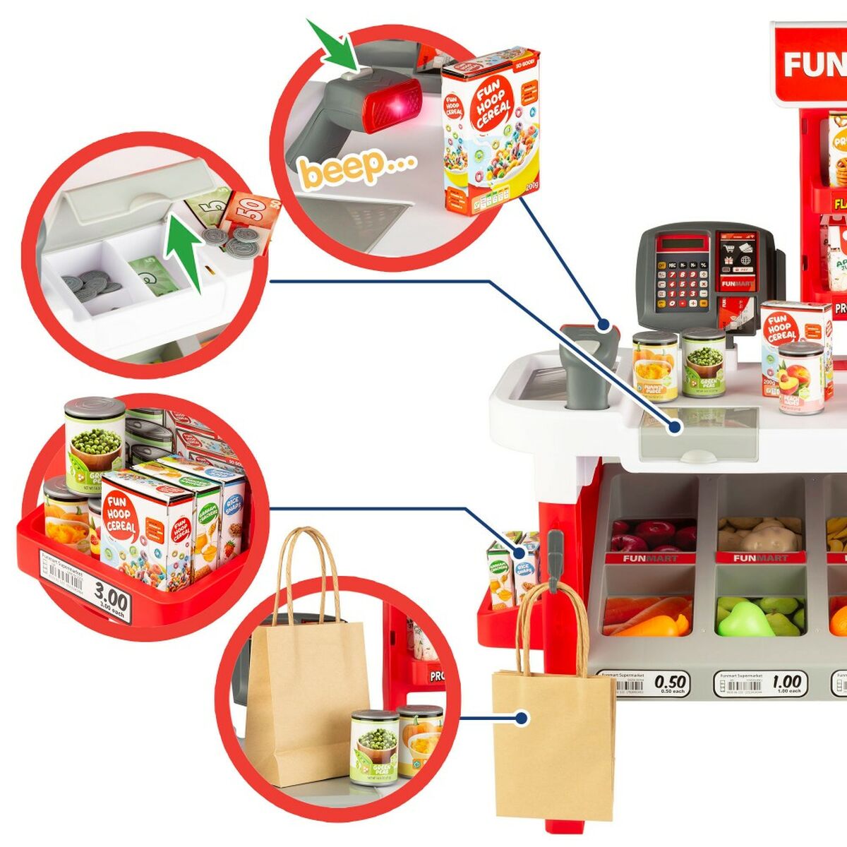 Toy Supermarket Funville Funmart 55,5 x 75 x 29 cm-Leksaker och spel, Imitera spel-Funville-peaceofhome.se