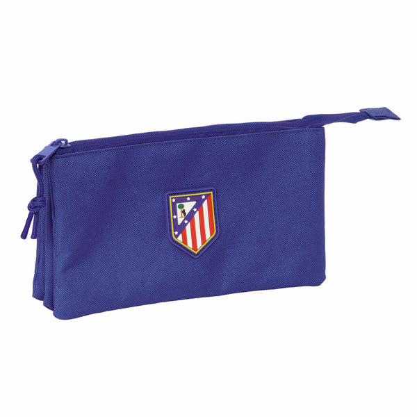 Tredubbel Carry-all Atlético Madrid Mörkblå 22 x 12 x 3 cm-Kontor och Kontorsmaterial, Skol- och utbildningsmaterial-Atlético Madrid-peaceofhome.se