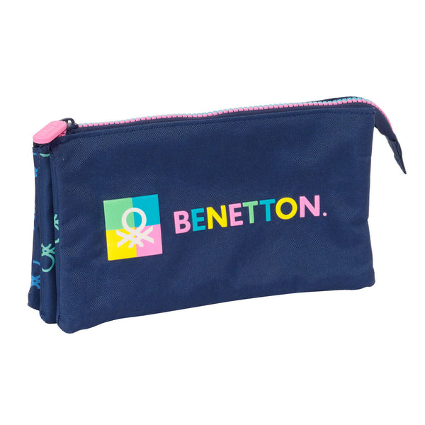 Tredubbel Carry-all Benetton Cool Marinblå 22 x 12 x 3 cm-Kontor och Kontorsmaterial, Skol- och utbildningsmaterial-Benetton-peaceofhome.se