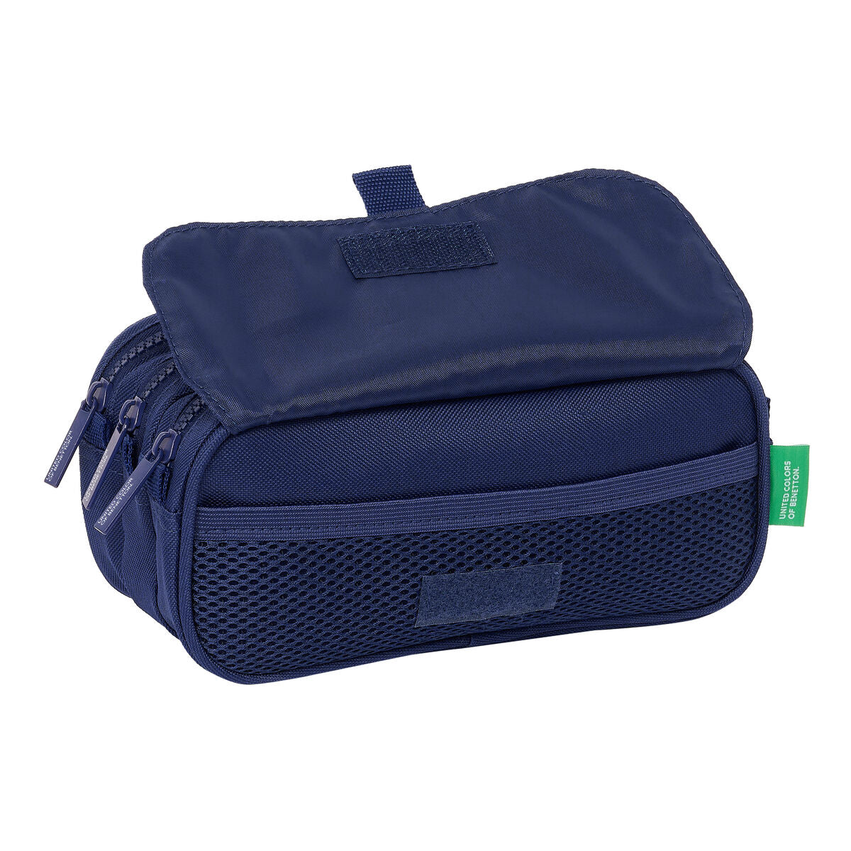 Tredubbel Carry-all Benetton Varsity Grå Marinblå 21,5 x 10 x 8 cm-Kontor och Kontorsmaterial, Skol- och utbildningsmaterial-Benetton-peaceofhome.se