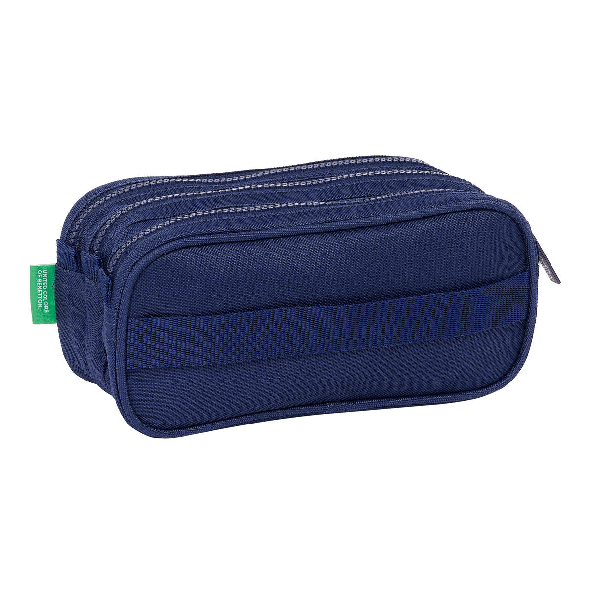 Tredubbel Carry-all Benetton Varsity Grå Marinblå 21,5 x 10 x 8 cm-Kontor och Kontorsmaterial, Skol- och utbildningsmaterial-Benetton-peaceofhome.se