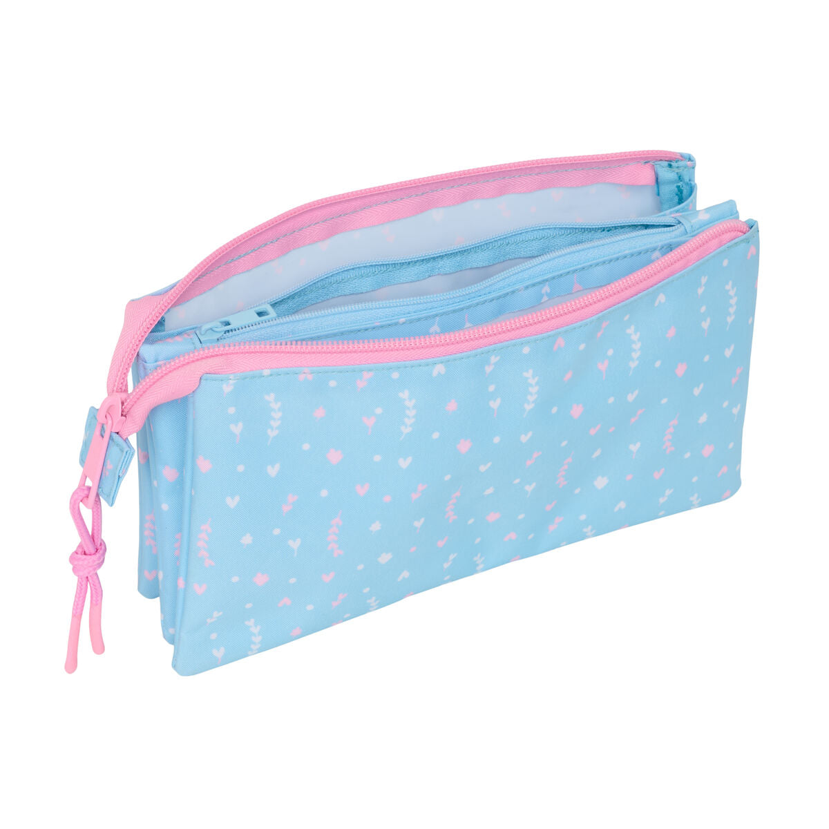 Tredubbel Carry-all BlackFit8 Smile Rosa Ljusblå 22 x 12 x 3 cm-Kontor och Kontorsmaterial, Skol- och utbildningsmaterial-BlackFit8-peaceofhome.se