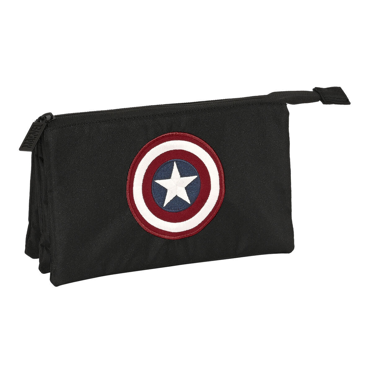 Tredubbel Carry-all Capitán América Svart (22 x 12 x 3 cm)-Kontor och Kontorsmaterial, Skol- och utbildningsmaterial-Capitán América-peaceofhome.se