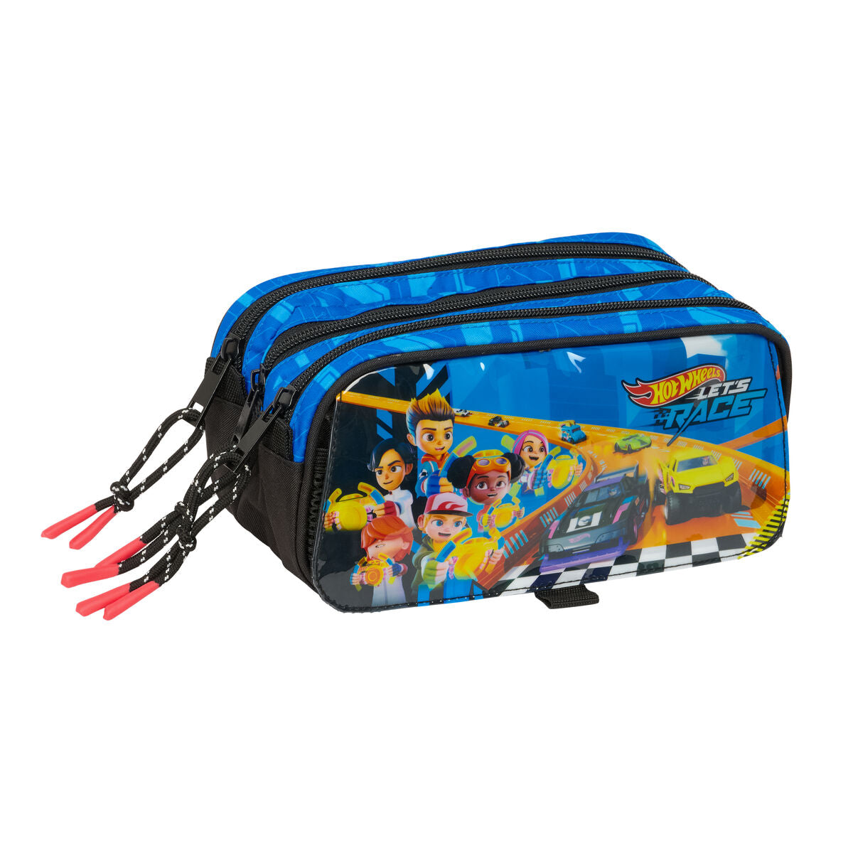 Tredubbel Carry-all Hot Wheels Let's race Blå Svart 21,5 x 10 x 8 cm-Kontor och Kontorsmaterial, Skol- och utbildningsmaterial-Hot Wheels-peaceofhome.se