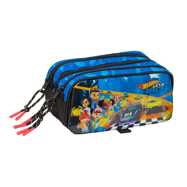 Tredubbel Carry-all Hot Wheels Let's race Blå Svart 21,5 x 10 x 8 cm-Kontor och Kontorsmaterial, Skol- och utbildningsmaterial-Hot Wheels-peaceofhome.se