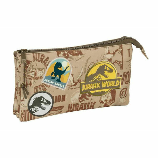 Tredubbel Carry-all Jurassic World Beige 22 x 12 x 3 cm-Kontor och Kontorsmaterial, Skol- och utbildningsmaterial-Jurassic World-peaceofhome.se