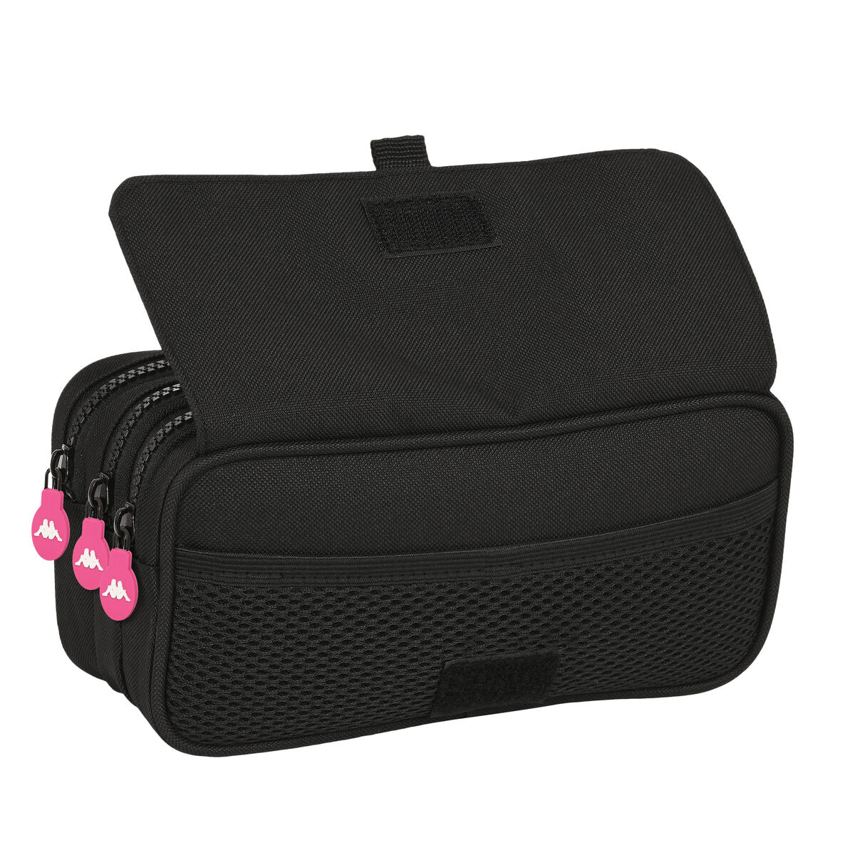 Tredubbel Carry-all Kappa Black and pink Svart (21,5 x 10 x 8 cm)-Kontor och Kontorsmaterial, Skol- och utbildningsmaterial-Kappa-peaceofhome.se