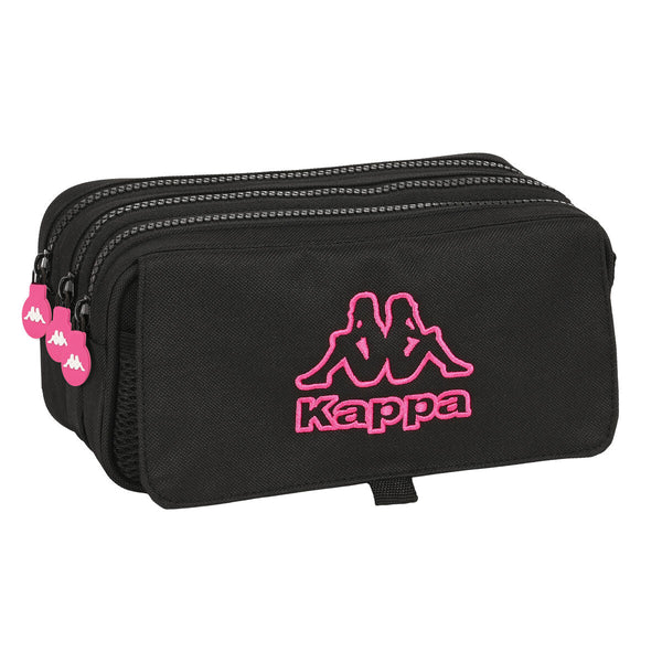 Tredubbel Carry-all Kappa Black and pink Svart (21,5 x 10 x 8 cm)-Kontor och Kontorsmaterial, Skol- och utbildningsmaterial-Kappa-peaceofhome.se