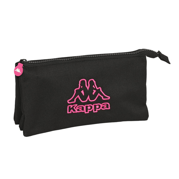 Tredubbel Carry-all Kappa Black and pink Svart (22 x 12 x 3 cm)-Kontor och Kontorsmaterial, Skol- och utbildningsmaterial-Kappa-peaceofhome.se