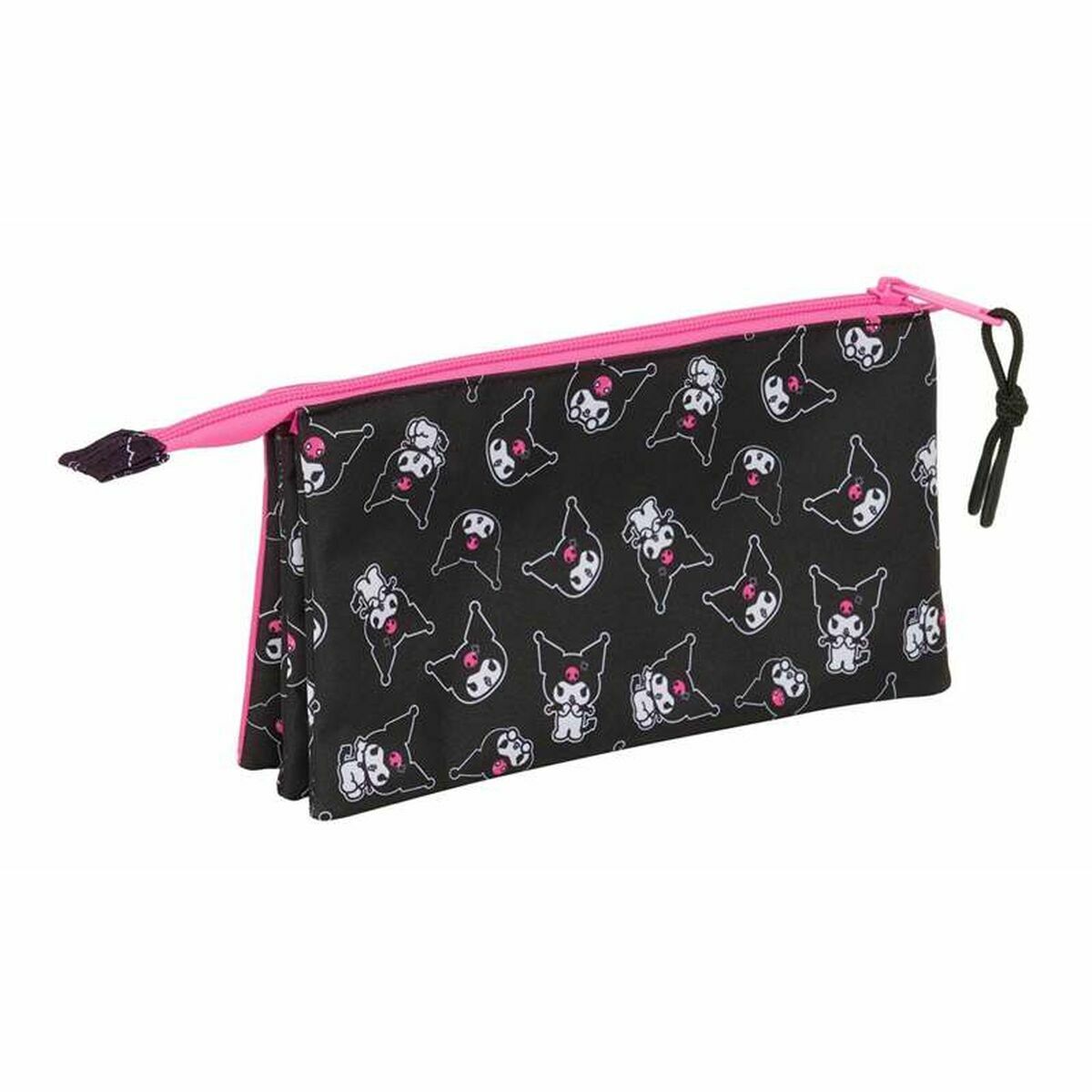 Tredubbel Carry-all Kuromi Svart Fuchsia 22 x 12 x 3 cm-Kontor och Kontorsmaterial, Skol- och utbildningsmaterial-Kuromi-peaceofhome.se