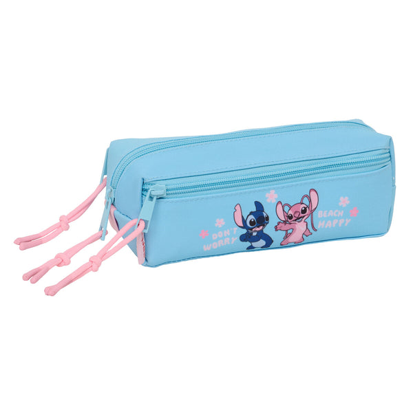 Tredubbel Carry-all Lilo & Stitch Happy Himmelsblå 22 x 8,5 x 6 cm-Kontor och Kontorsmaterial, Skol- och utbildningsmaterial-Lilo & Stitch-peaceofhome.se