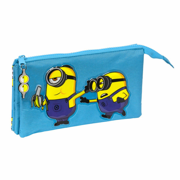 Tredubbel Carry-all Minions Minionstatic Blå (22 x 12 x 3 cm)-Kontor och Kontorsmaterial, Skol- och utbildningsmaterial-Minions-peaceofhome.se