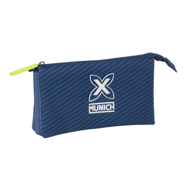 Tredubbel Carry-all Munich Blue indigo Blå 22 x 12 x 3 cm-Kontor och Kontorsmaterial, Skol- och utbildningsmaterial-Munich-peaceofhome.se