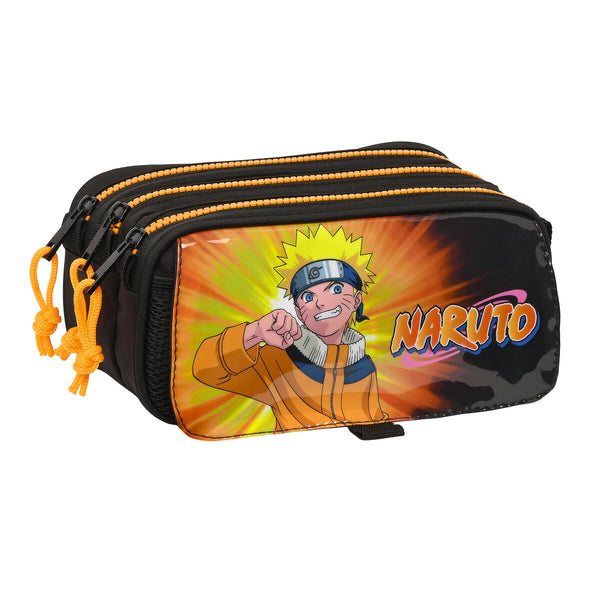 Tredubbel Carry-all Naruto 21,5 x 10 x 8 cm Svart Orange-Kontor och Kontorsmaterial, Skol- och utbildningsmaterial-Naruto-peaceofhome.se