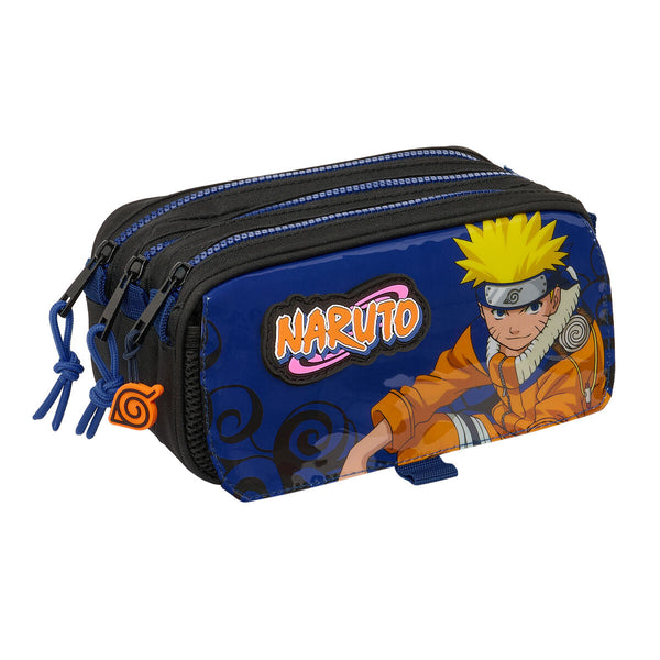 Tredubbel Carry-all Naruto Ninja Blå Svart 21,5 x 10 x 8 cm-Kontor och Kontorsmaterial, Skol- och utbildningsmaterial-Naruto-peaceofhome.se