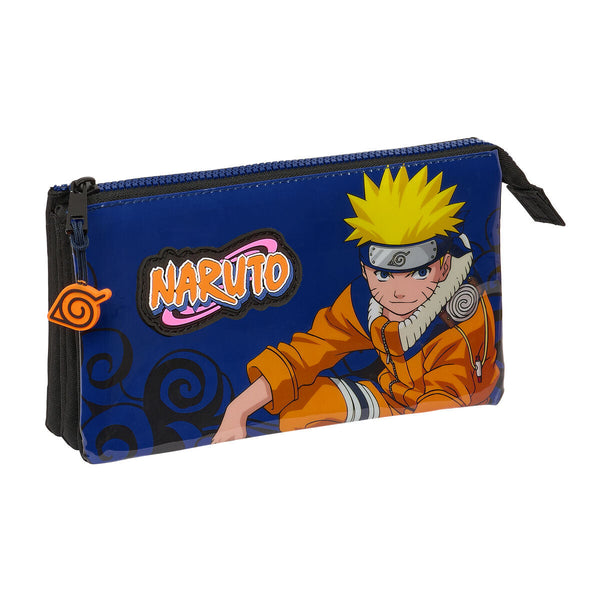 Tredubbel Carry-all Naruto Ninja Blå Svart 22 x 12 x 3 cm-Kontor och Kontorsmaterial, Skol- och utbildningsmaterial-Naruto-peaceofhome.se
