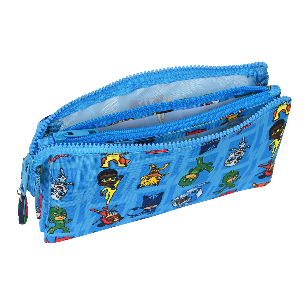 Tredubbel Carry-all PJ Masks Blå 22 x 12 x 3 cm-Kontor och Kontorsmaterial, Skol- och utbildningsmaterial-PJ Masks-peaceofhome.se