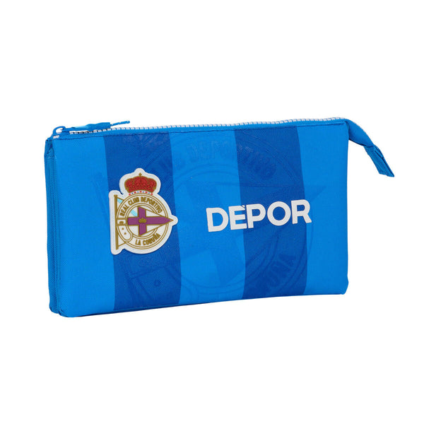 Tredubbel Carry-all R. C. Deportivo de La Coruña Blå 22 x 12 x 3 cm-Kontor och Kontorsmaterial, Skol- och utbildningsmaterial-R. C. Deportivo de La Coruña-peaceofhome.se