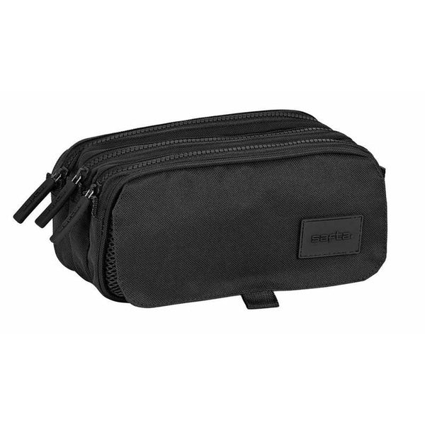 Tredubbel Carry-all Safta Basic Svart 21,5 x 10 x 8 cm-Kontor och Kontorsmaterial, Skol- och utbildningsmaterial-Safta-peaceofhome.se