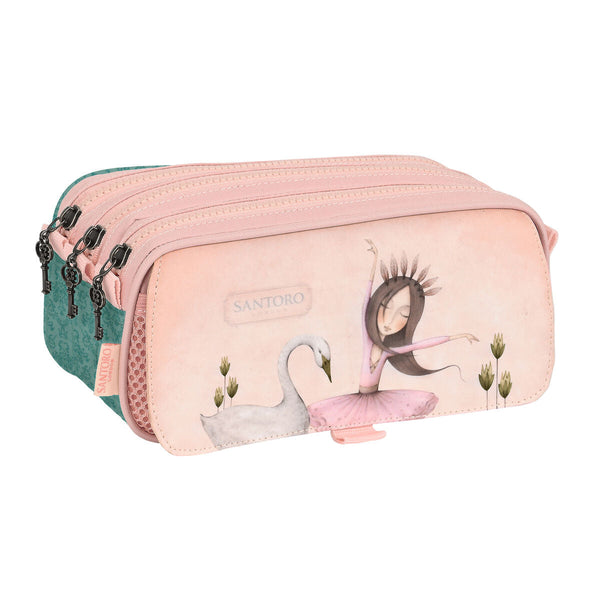 Tredubbel Carry-all Santoro Swan Lake Grå Rosa 21,5 x 10 x 8 cm-Kontor och Kontorsmaterial, Skol- och utbildningsmaterial-Santoro-peaceofhome.se