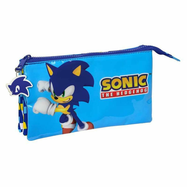 Tredubbel Carry-all Sonic Speed 22 x 12 x 3 cm Blå-Kontor och Kontorsmaterial, Skol- och utbildningsmaterial-Sonic-peaceofhome.se