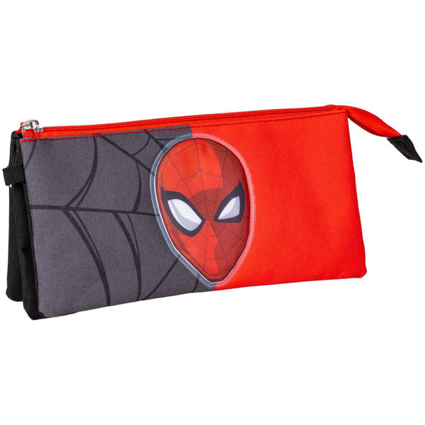 Tredubbel Carry-all Spider-Man Röd Svart 22,5 x 2 x 11,5 cm-Kontor och Kontorsmaterial, Skol- och utbildningsmaterial-Spider-Man-peaceofhome.se