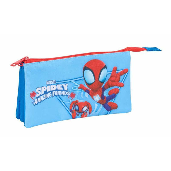 Tredubbel Carry-all Spidey Blå 22 x 12 x 3 cm-Kontor och Kontorsmaterial, Skol- och utbildningsmaterial-Spidey-peaceofhome.se