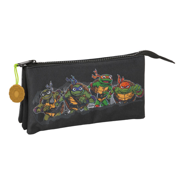 Tredubbel Carry-all Teenage Mutant Ninja Turtles Svart Grå 22 x 12 x 3 cm-Kontor och Kontorsmaterial, Skol- och utbildningsmaterial-Teenage Mutant Ninja Turtles-peaceofhome.se