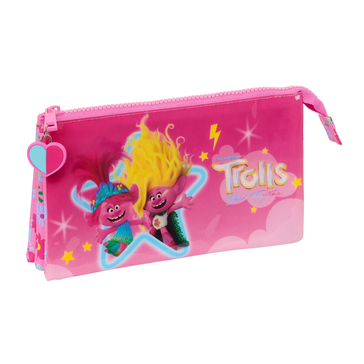 Tredubbel Carry-all Trolls Rosa 22 x 12 x 3 cm-Kontor och Kontorsmaterial, Skol- och utbildningsmaterial-Trolls-peaceofhome.se