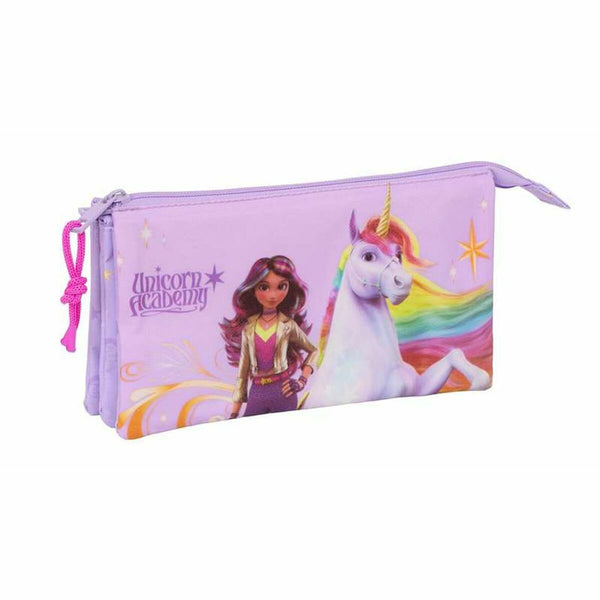 Tredubbel Carry-all Unicorn Academy Lila 22 x 12 x 3 cm-Kontor och Kontorsmaterial, Skol- och utbildningsmaterial-Unicorn Academy-peaceofhome.se