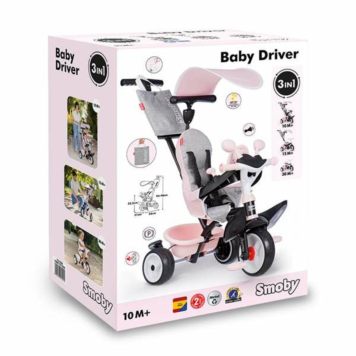 Trehjuling Smoby Baby Driver Confort Metallic-Leksaker och spel, Sport och utomhus-Smoby-peaceofhome.se