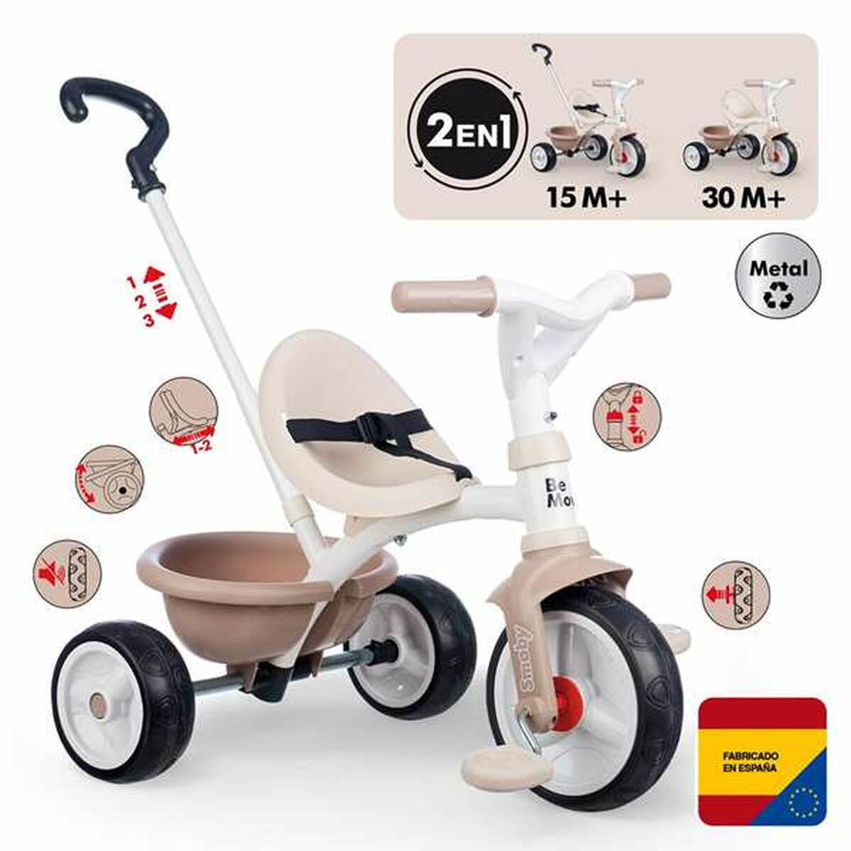 Trehjuling Smoby Metallic-Leksaker och spel, Sport och utomhus-Smoby-peaceofhome.se
