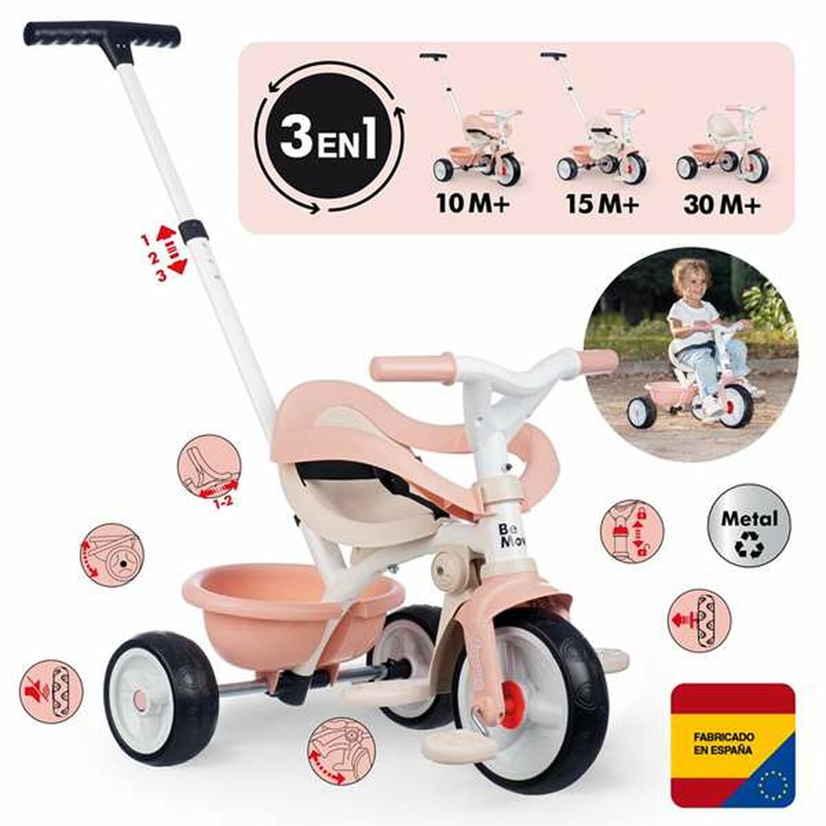 Trehjuling Smoby Metallic-Leksaker och spel, Sport och utomhus-Smoby-peaceofhome.se