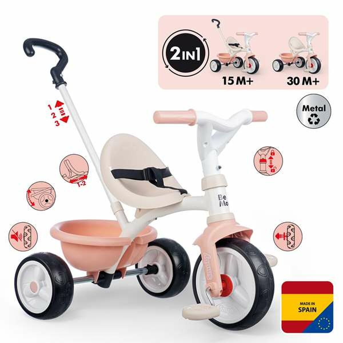 Trehjuling Smoby Metallic-Leksaker och spel, Sport och utomhus-Smoby-peaceofhome.se