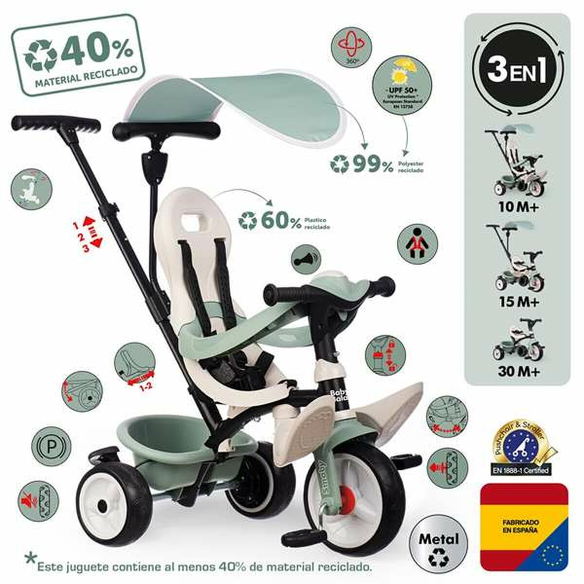 Trehjuling Smoby Metallic-Leksaker och spel, Sport och utomhus-Smoby-peaceofhome.se