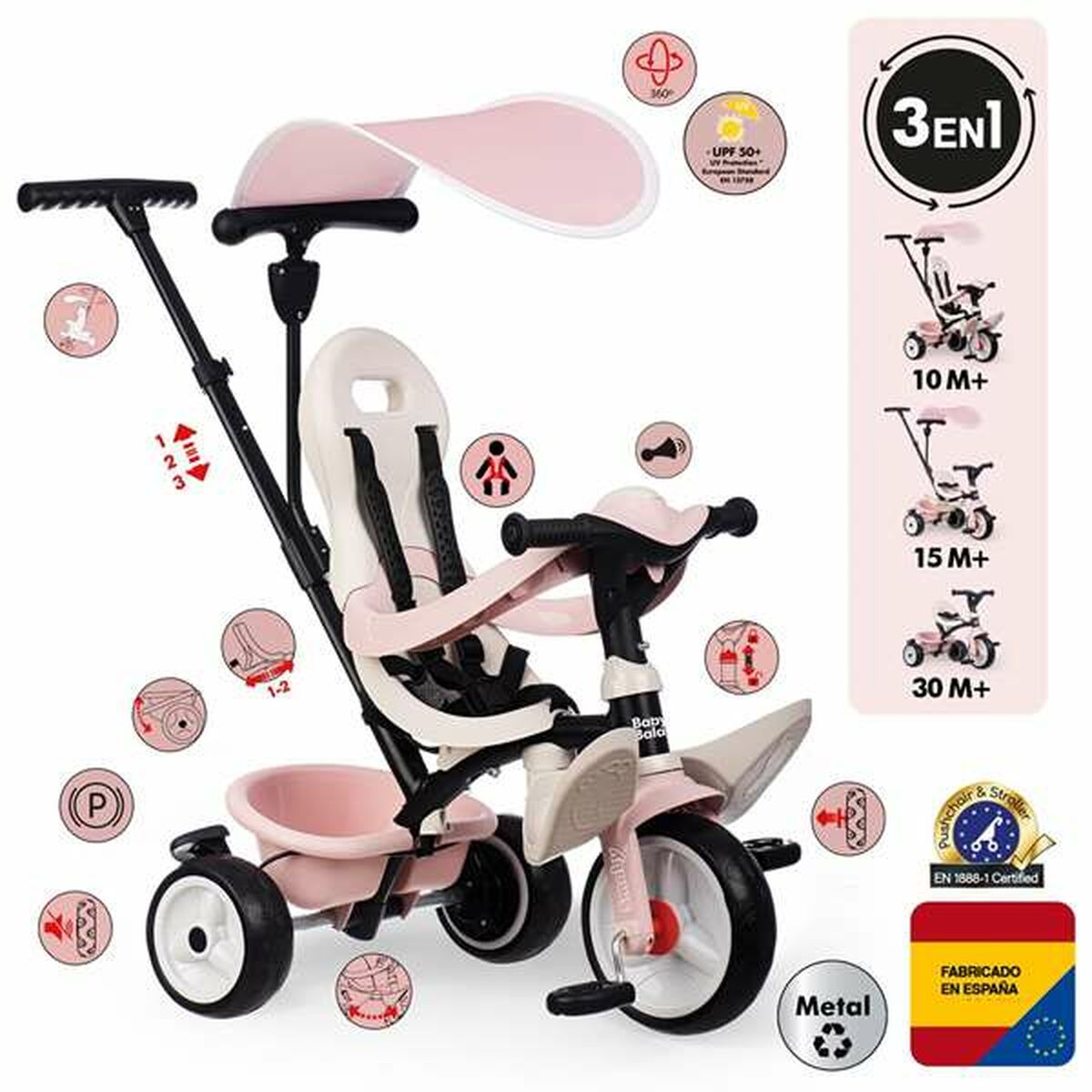 Trehjuling Smoby Metallic-Leksaker och spel, Sport och utomhus-Smoby-peaceofhome.se