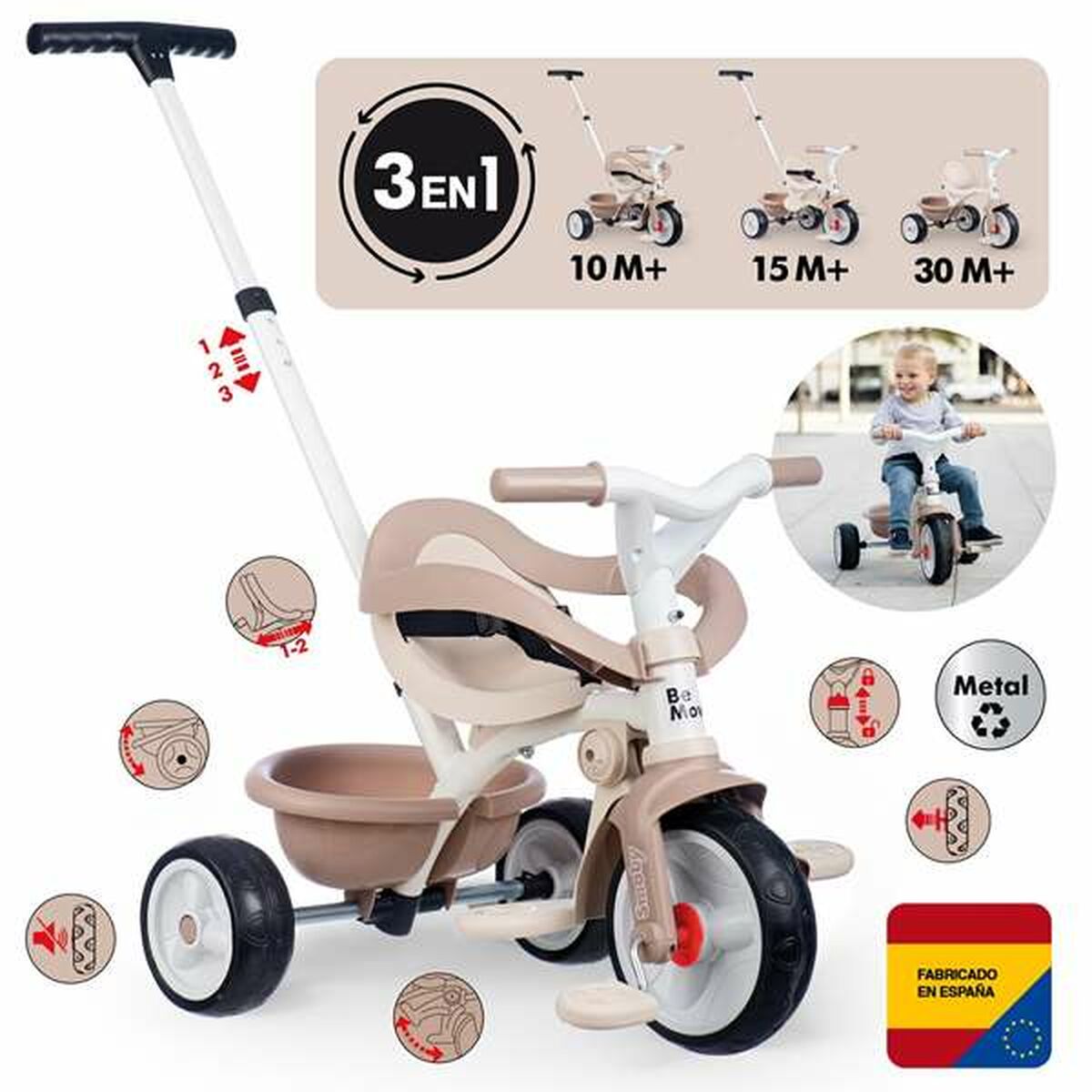 Trehjuling Smoby Metallic-Leksaker och spel, Sport och utomhus-Smoby-peaceofhome.se