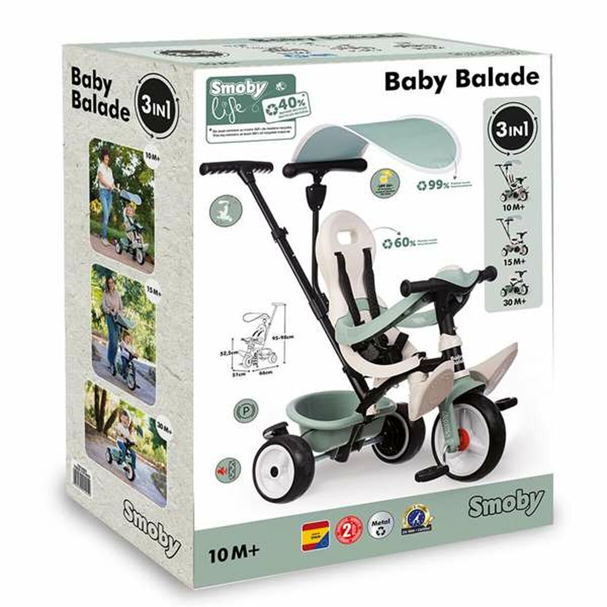 Trehjuling Smoby Metallic-Leksaker och spel, Sport och utomhus-Smoby-peaceofhome.se