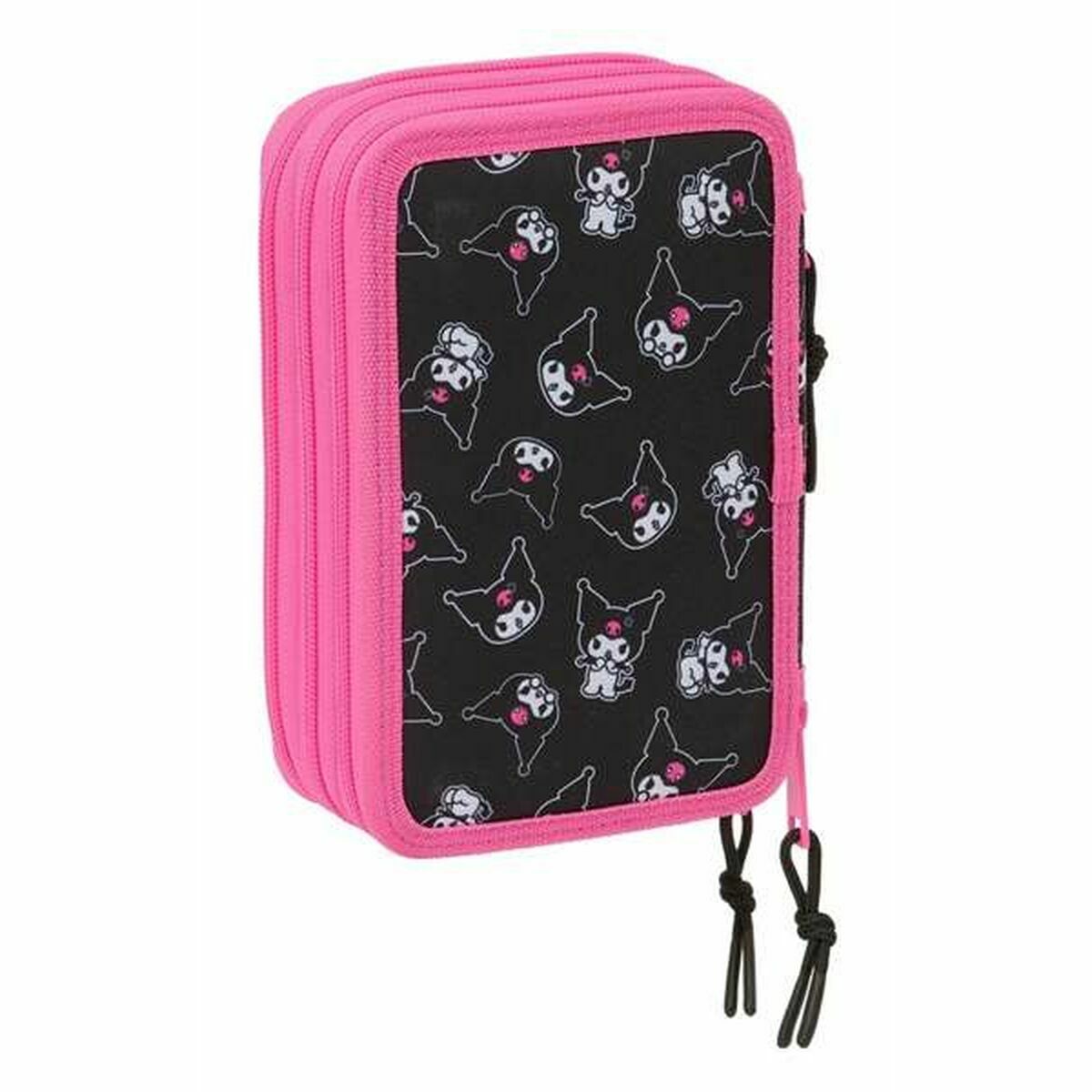 Trippel pennfodral Kuromi Svart Fuchsia 12,5 x 19,5 x 5,5 cm 37 Delar-Kontor och Kontorsmaterial, Skol- och utbildningsmaterial-Kuromi-peaceofhome.se