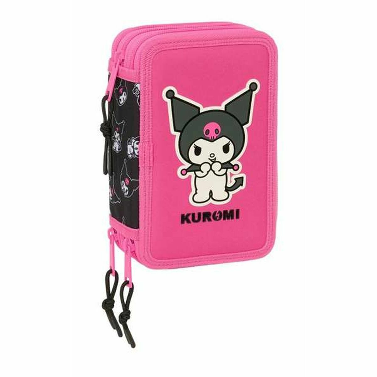Trippel pennfodral Kuromi Svart Fuchsia 12,5 x 19,5 x 5,5 cm 37 Delar-Kontor och Kontorsmaterial, Skol- och utbildningsmaterial-Kuromi-peaceofhome.se
