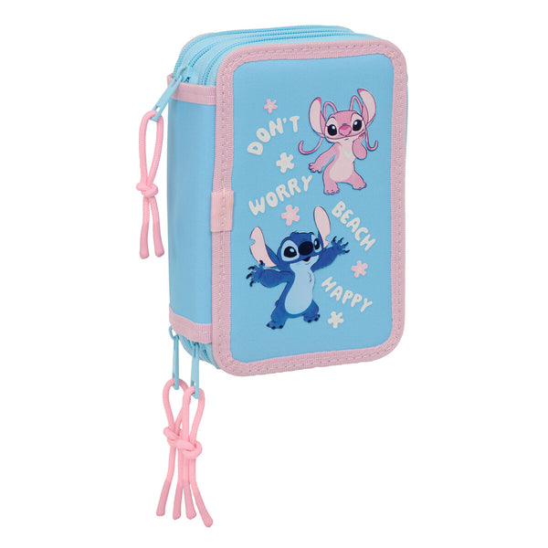 Trippel pennfodral Lilo & Stitch Happy Himmelsblå 12,5 x 19,5 x 5,5 cm 37 Delar-Kontor och Kontorsmaterial, Skol- och utbildningsmaterial-Lilo & Stitch-peaceofhome.se