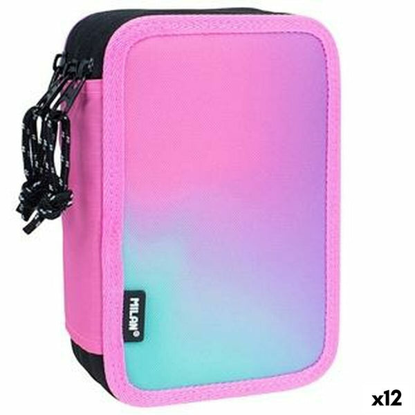 Trippel pennfodral Milan Sunset Rosa 19,5 x 13 x 7,5 cm (12 antal)-Kontor och Kontorsmaterial, Skol- och utbildningsmaterial-Milan-peaceofhome.se