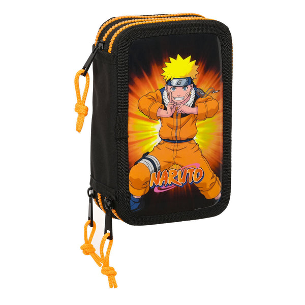 Trippel pennfodral Naruto 12.5 x 19.5 x 5.5 cm Svart Orange (36 Delar)-Kontor och Kontorsmaterial, Skol- och utbildningsmaterial-Naruto-peaceofhome.se