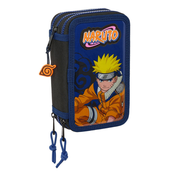 Trippel pennfodral Naruto Ninja Blå Svart 12,5 x 19,5 x 5,5 cm 36 Delar-Kontor och Kontorsmaterial, Skol- och utbildningsmaterial-Naruto-peaceofhome.se