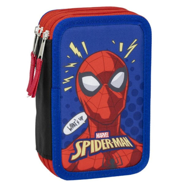 Trippel pennfodral Spider-Man Blå 12,5 x 6,5 x 19,5 cm-Kontor och Kontorsmaterial, Skol- och utbildningsmaterial-Spider-Man-peaceofhome.se