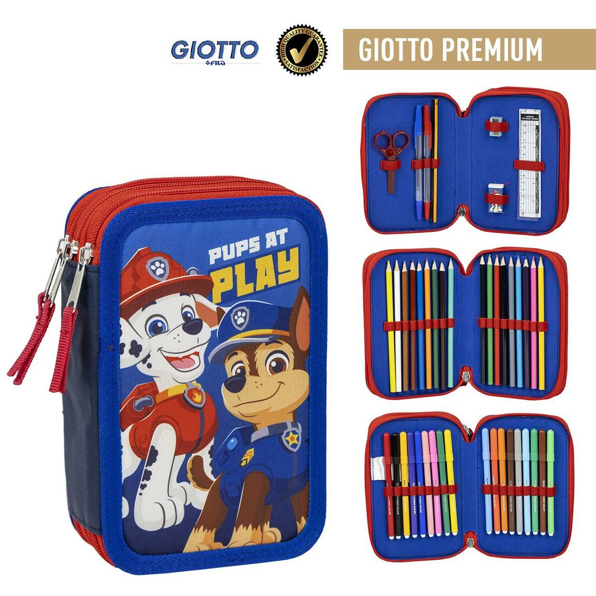 Trippel pennfodral The Paw Patrol Blå 12,5 x 6,5 x 19,5 cm-Kontor och Kontorsmaterial, Skol- och utbildningsmaterial-The Paw Patrol-peaceofhome.se