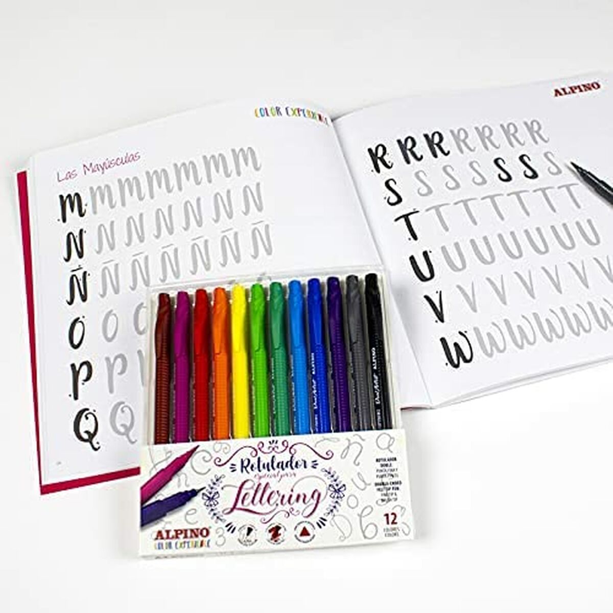 Tuschpennor Alpino Dual Artist 12 Delar Multicolour-Kontor och Kontorsmaterial, Kulspetspennor, pennor och skrivverktyg-Alpino-peaceofhome.se